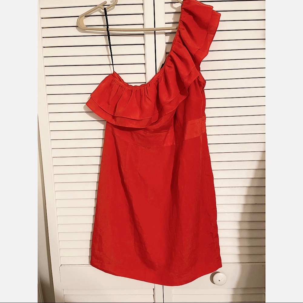Red one shoulder dress- Size M